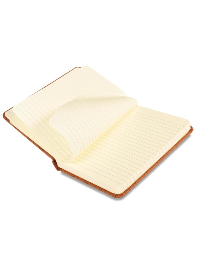 FIS® Executive Notebook, Italian PU Materials, A6 Size(105x148mm,) Round Corners, 96 Sheets, Single Ruled, 70gsm Italian Ivory Paper with Elastic Band Closure, 1 Piece, Brown Color-FSNBEXA6BRD5 - Image 5